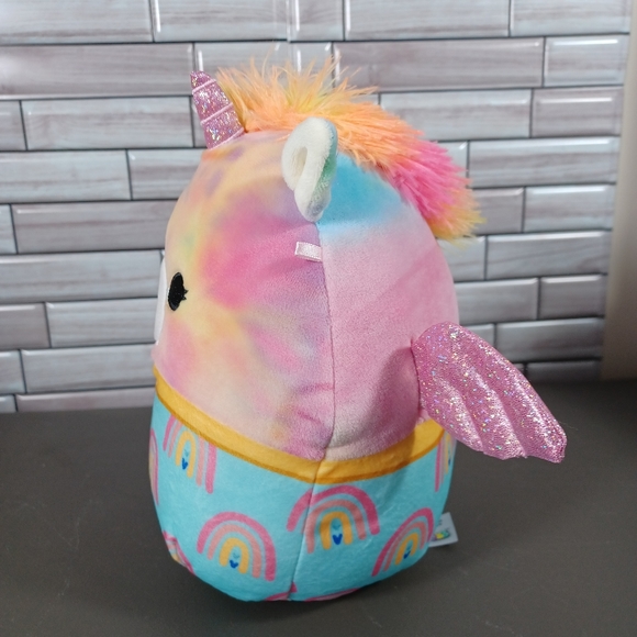 •Squishmallow Jaime Rainbow Tie Dye Pegasus Unicorn in Pajamas 8” Plush Toy - Picture 4 of 12